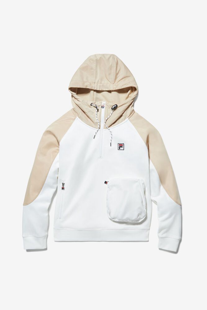 Fila Hoodie Panske Milano 1/2 Zip Biele - VQZFA0316